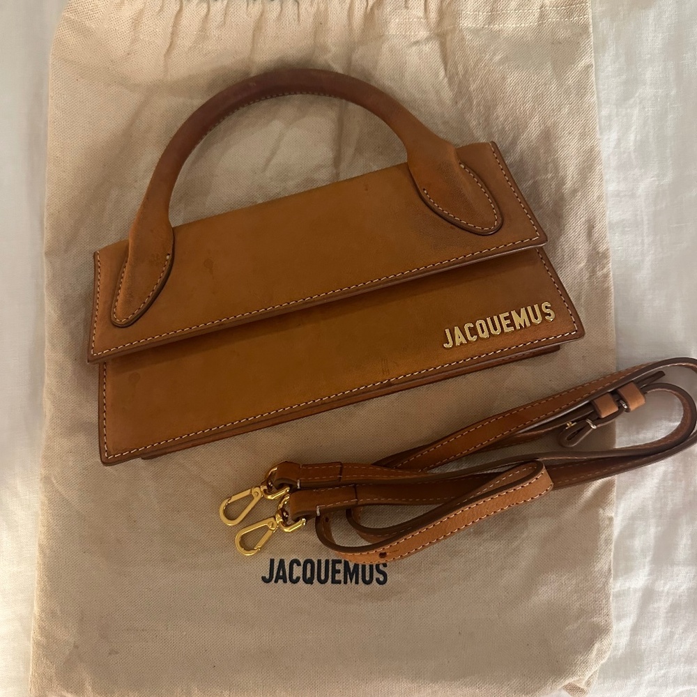 Jacquemus Le Chiquito Long Bag in Orange Suede